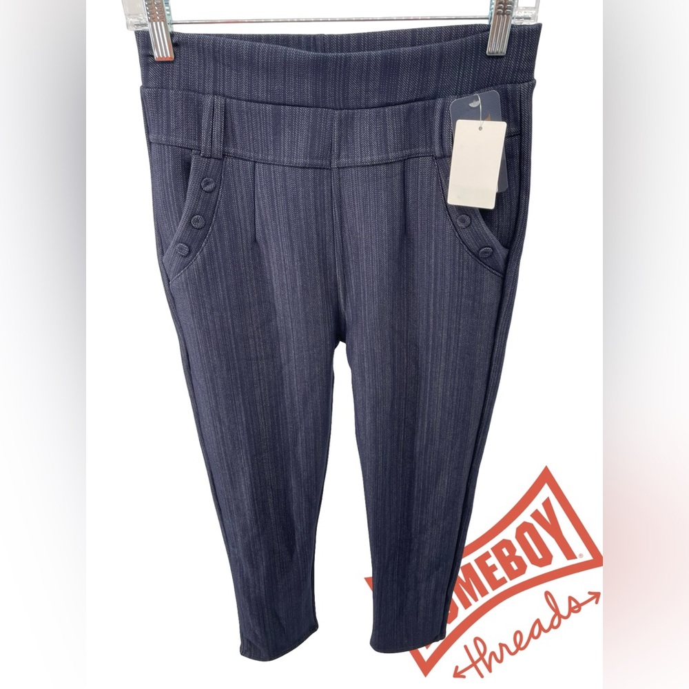 W&J Fashion Navy Pinstripe Pants